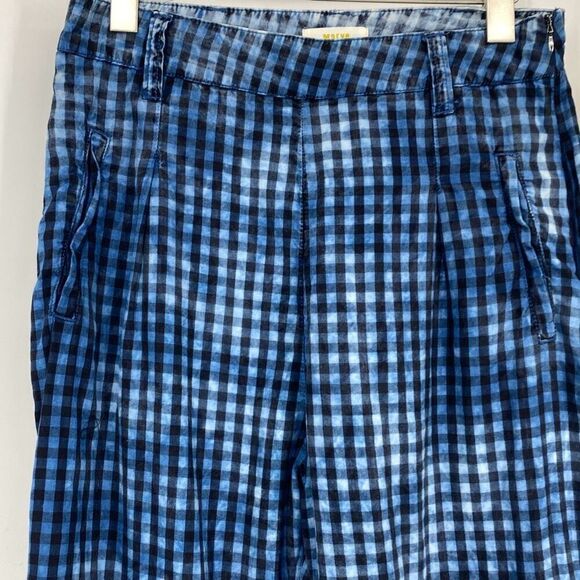 Maeve Anthropologie Women's Plaid Avryl Bleached Slim Pants Blue Size 6 - Picture 3 of 16